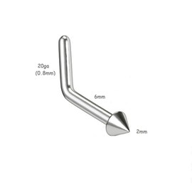PiercedOff Titanium L Bend Nose Stud with Spike Top - Thickness 20GA (0.8mm) / Spike Size 2mm