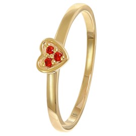 trendor 41539 Women's Ring Gold 333/8K Heart with Red Zirconia Elegant Ring for Women, Great Jewellery and Elegant Accessory, Yellow Gold, Cubic Zirconia