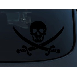 Jolly Roger Pirate Flag Car Sticker Skull and Bones Vinyl Decal