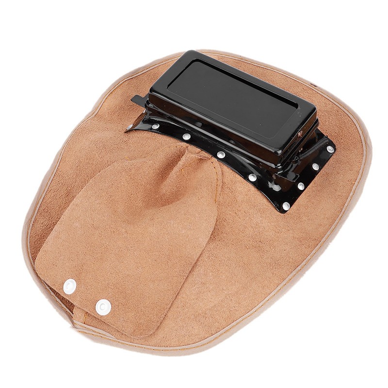 Head‑Mounted Cowhide Welding Helmet Cap Dual Lens Anti‑Spatter Heat Insulation