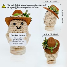 Voidara Adorable Positive Crochet Potato with Stand - Emotional Support & Anxiety Relief Companion for Girls, Perfect Christmas Birthday Gifts for Women, Cute Office Desk Decor, Cool Things for Kids