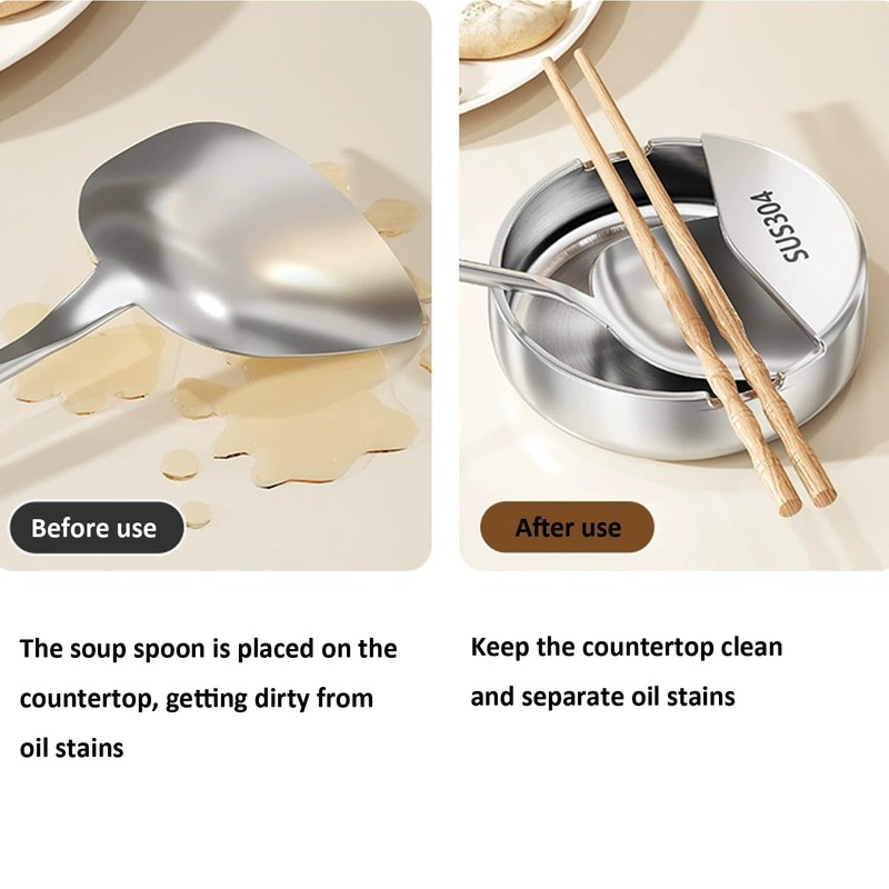 Serlife Soup Spoon Tray, Cooking Spoon Rest 304 SUS Spoon