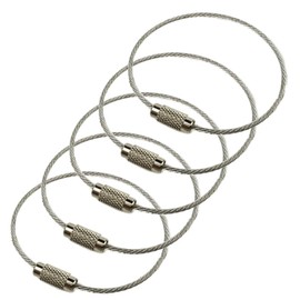 5Pack Luggage Tag Loops,6 Inch Stainless Steel String Keychain for Silicon Luggage Tags by Ovener