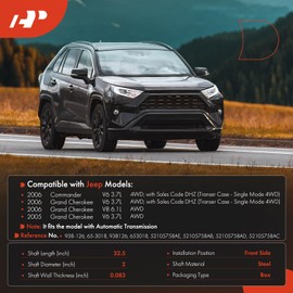 A-Premium Front Complete Drive Shaft Prop Shaft Driveshaft Assembly Compatible with Jeep Grand Cherokee 2005-2006 [3.7L 6.1L, AT, AWD], Commander 2006 [3.7L, AT, 4WD], Replace# 52105758AD