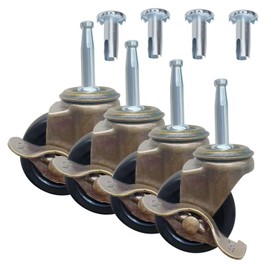 2.0 Inch Antique Caster Wheels, Furniture Wheels 5/16 Inch x 1-1/2 Inch (8 x 38mm) Stem Caster for Furniture Sofa Chair Cabinet Set of 4