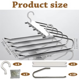 Denipry 2 Pack Trouser Hangers Space Saving, Stainless Steel Hangers Pants Organizer (White)