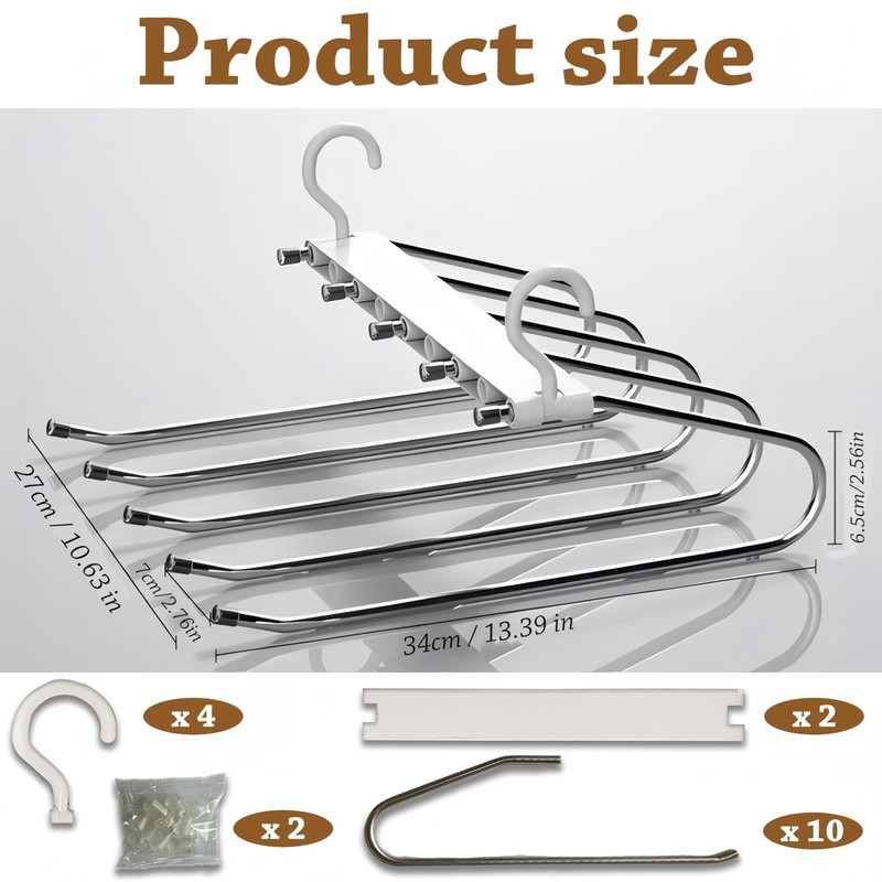Denipry 2 Pack Trouser Hangers Space Saving, Stainless Steel Hangers