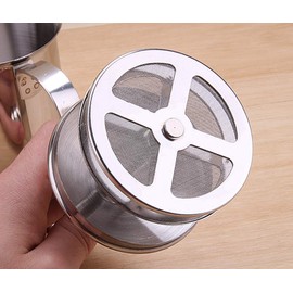 304 Stainless Steel Double-layer Manual Foamer for Milk Coffee, etc. (14 oz)