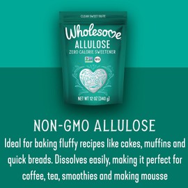 Wholesome Allulose Sweetener, 12-Ounce Bag, Zero Calorie Granulated Sugar Substitute, Non GMO, Non Erythritol, Gluten Free & Vegan Keto Sweetener (Pack of 2)
