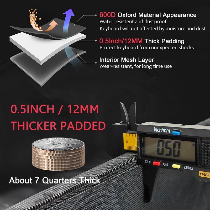 Ruibo 88 Key Keyboard Gig Bag Case for Electric Piano