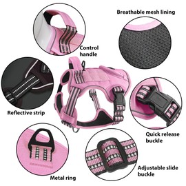 Heavy Duty Tactical Dog Harness for Large Dogs, Adjustable Reflective Service Vest with Control Handle & 4 Patches, No Pull Soft Padded Military Pet Harness for Training Walking Hiking (Black, M)