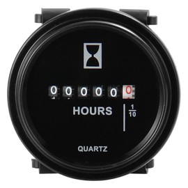 Yooreal AC/DC 8V to 80V Round Mechanical Operating Hour Counter Digital Display, Waterproof IP67 for Garden Tractor, Sailing Boat, Zero Reversal, Lawn Mower, Generator etc.