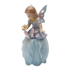 StealStreet SS-CG-20821 4.5" Painted Sitting Little Fairy Girl on Blue Tulip Figurine