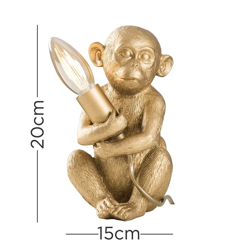 MiniSun Modern Metallic Gold Painted Baby Monkey Design Table Lamp