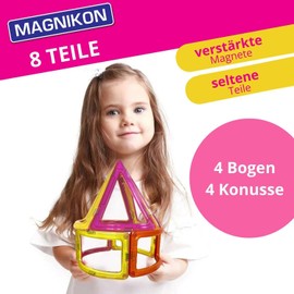 MAGNIKON Magnetic Building Blocks Replacement Set - Children's Toy from 3 Years, Magnetic Building Blocks, Magnets Children's Toy, Gift for Girls and Boys, Montessori Magic Magnetic Game (Cones + Bow)