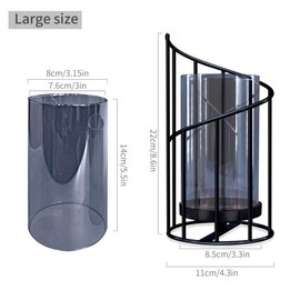 YIUTOYILY Black Hurricane Candle Holder, Black Candle Holders for Pillar Candles with Clear Glass Sleeve - Elegant Centerpiece for Weddings, Dinners, Party Decor
