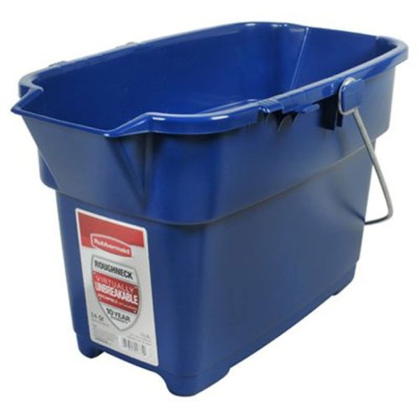 Rubbermaid Roughneck Square Bucket, 14-Quart, Blue, Sturdy Pail Bucket Organizer Household Cleaning Supplies Projects Mopping Storage Comfortable Durable Grip Pour Handle