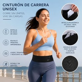 Cinturón de Running Lumewave para Mujeres y Hombres con Portabotellas – Mochila de Hidratación Ajustable, Bolsillo Impermeable para Teléfono, Diseño S