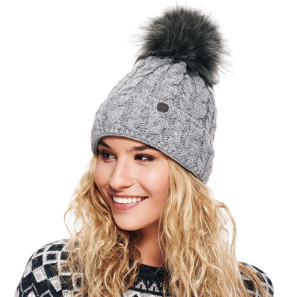ELIMELI® 15568 Women's Winter Hat, Warm Knitted Hat with Bobble,