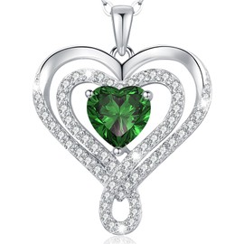 llyish Women's 925 Silver Infinity Necklace with Double Heart Pendant Chain Gold Women Jewellery Women's Birthday Gifts for Women Mum Christmas Valentine's Day Mother's Day, One size, Sterling Silver