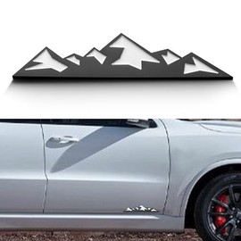 7 Inch Mountain Graphic Logo Badge Emblem, Snow Mountain Emblem for Car Trunk Tailgate Emblem (Black White)
