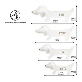 YOBRO Ceramic Dachshund Measuring Spoon Set - 4 Cute Dog-Shaped Kitchen Spoons,Creative Kitchen Tools/Baking Supplies - Adorable Kitchen Utensils for Dog Lovers