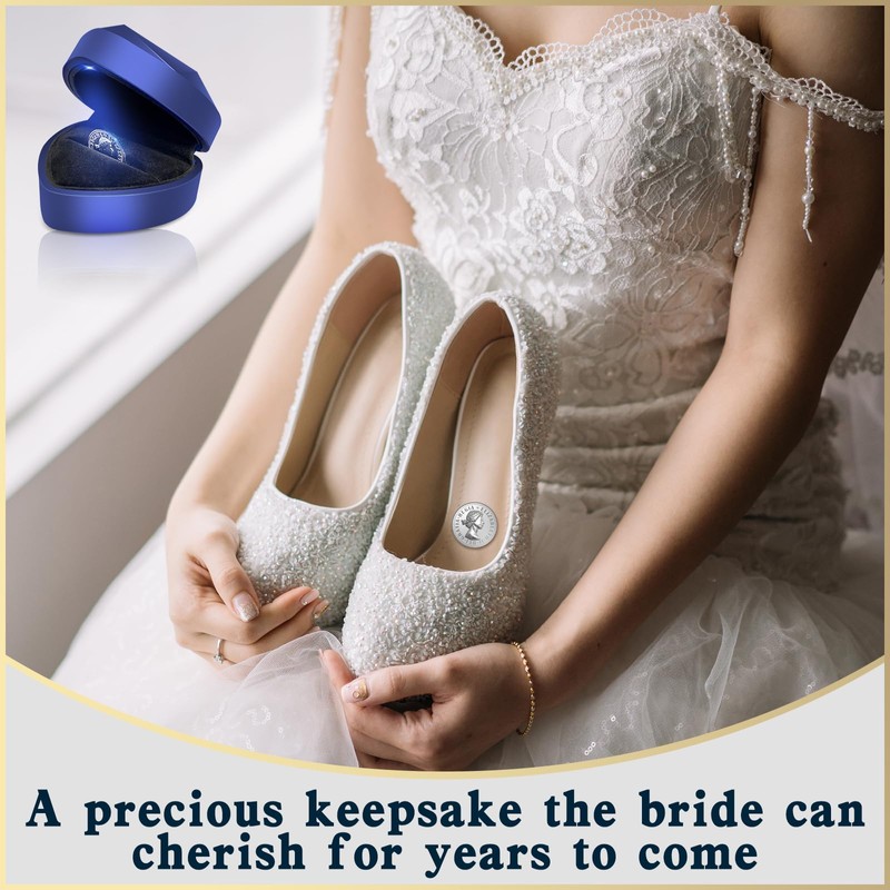 Blue Sixpence Coin Wedding Gift Box for Bride, Mother of