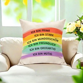 Rainbow Inspirational Gifts for Women Men Cushion Cover Cushion Decoration Daily Affirmations Gifts for Couple Boyfriend Boyfriend Daughter Son Friend Encouragement Gifts (Rainbow)
