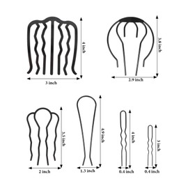 CURASA 12 Pcs Metal Hair Side Combs Black French Hair Stick For Updos Large U-Shape Teeth Pins Vintage Decorative Accessories Twist Fork Clip For Styling Messy Bun Maker For Women Girls