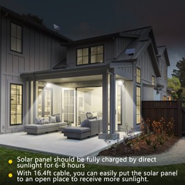 NACINIC Solar Motion Sensor Lights Outdoor Waterproof with 400 Bright LED, Remote, Separate Panel, 16.4Ft Cable, Dusk to Dawn Lighting, Security Solar Flood Light for Outside Porch Yard Shed Wall