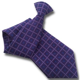 Men's Purple & Lilac Diamiond Check Clip On Tie