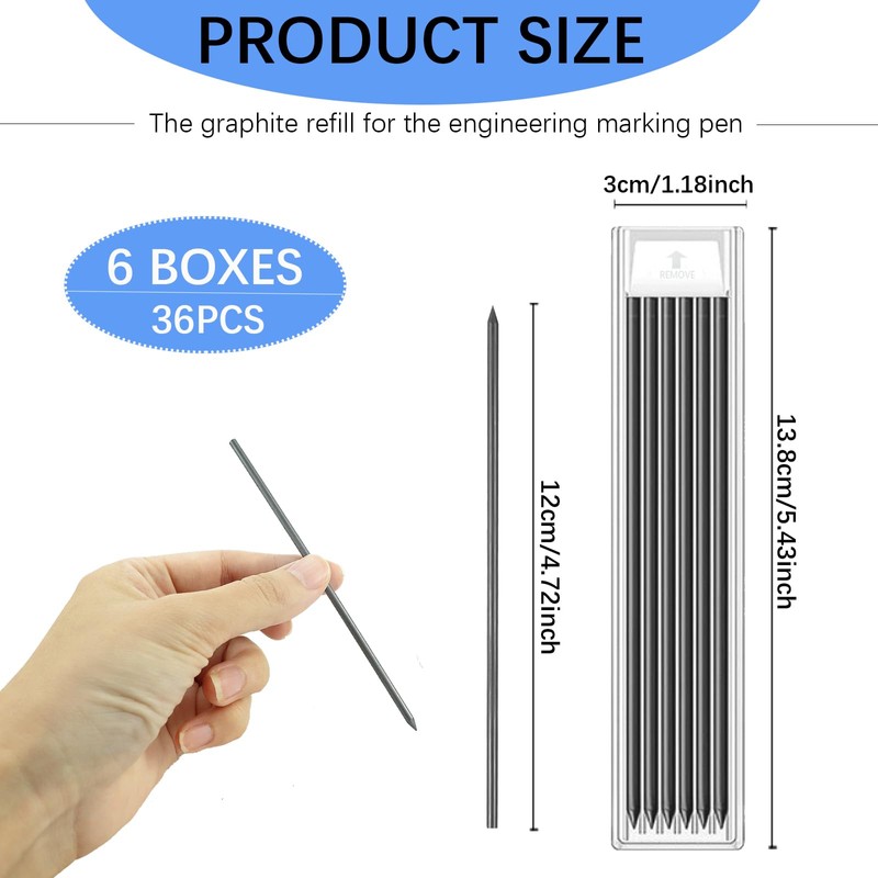 EMYVSVO 36 Pcs Dry Pencil Refills 2.8 mm Black Refill