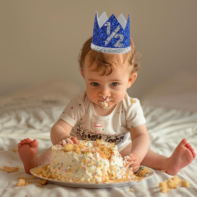Eoopoon 1/2 Birthday Crown Hat for Baby, Half Birthday Crown