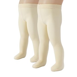 CALZITALY 2 Pairs of Baby Microfibre Tights, White, Pink, 3-24 Months, 40 Denier, Made in Italy, cream