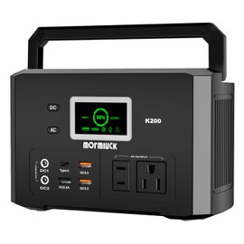 200W Portable Power Station (400W Peak), mormluck 118Wh Solar Generators with 110V/200W AC Outlet（NO SOLAR PANEL）, 32000mAh Lithium Battery for Home Backup, Outdoor Adventures, and RV Emergencies