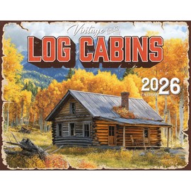 2026 Vintage Log Cabin Wall Calendar 16-Month X-Large Size 14x22, Retro Rustic Cabin Calendar by The KING Company-Monster Calendars