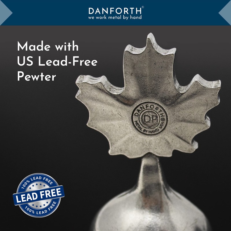 DANFORTH – Freestanding Maple Leaf Coffee Scoop/Spoon, Pewter, 3.75”, Made