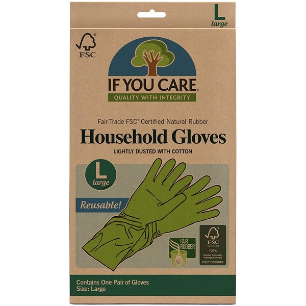 IF YOU CARE Cotton Flock Lined Household Gloves, Large