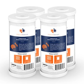 Aquaboon 5 Micron 10x4.5 Carbon Block Water Filters Whole House CTO Water Filter Replacement Cartridge Compatible with FXHTC, CB-BB-10, EP-BB, 4-Pack