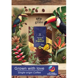 Grato Single Origin Colombian Ground Coffee: Medium Roast with Jasmine, Lime & Ripe Fruits - Cupping Score +90