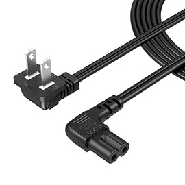 CableCreation 6 Feet 18 AWG Angled 2-Slot Non-Polarized Angle Power Cord (IEC320 C7 to Nema 1-15P), 1.8M / Black