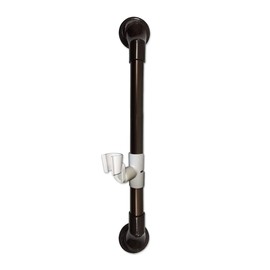 18 in MedGear Wall-Mount Bath Assisting Grab Bar, Bronze & Includes Clip-On Shower Head Holder