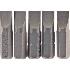 Draper 64012 6.5mm 1/4" Hex Plain Slot Insert Bit 25mm Long (5 Piece)