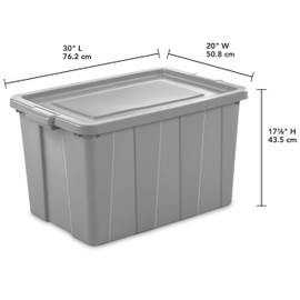 Sterilite 16796A04 Storage Tote, 30 gallon, Cement Lid and Base (Pack of 4)