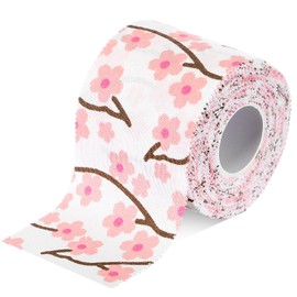 TrelaCo 1 Pcs Wrist Tape Baseball Cross Christian Athletic Tape 2in x 23ft Sports Wrap Cotton for Football Hockey Soccer Baseball Fingers Ankles Wrist Injury Wrap(Pink Cherry Blossoms,White)