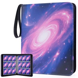 Xixter 9 Pocket Card Binder with Zipper, Pu Trading Card Binder, Holds 900 Cards, Includes 50 Double-Sided Removable Cards Sleeves, Fit for Collection, Mtg, Tcg, and Sports (Pink Purple)
