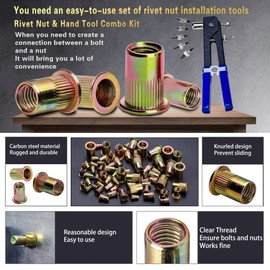 Pressure Rivet Nut Tool Kit, 430Pcs Metric Rivet Nut Combination (M8/M6/M5/M4/M3), Suitable for Furniture, Decoration, Automotive, Marine and Industrial Applications