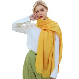 AMAYJUELONG Women's Shoulder Scarf Large Winter Warm Scarf Stole for Women Blanket Scarf with Fringes, Turmeric, 195cm*100cm