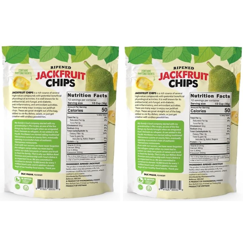(Pack of 2) Jackfruit Chips, Net Weight 13 Ounce -