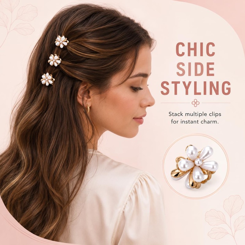 24 Pcs Small Pearl Hair Clips for Women Girls, Mini